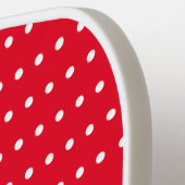 Eenvoudige helderrode en witte Stippen monogram Pickleball Paddle (Links Detail)