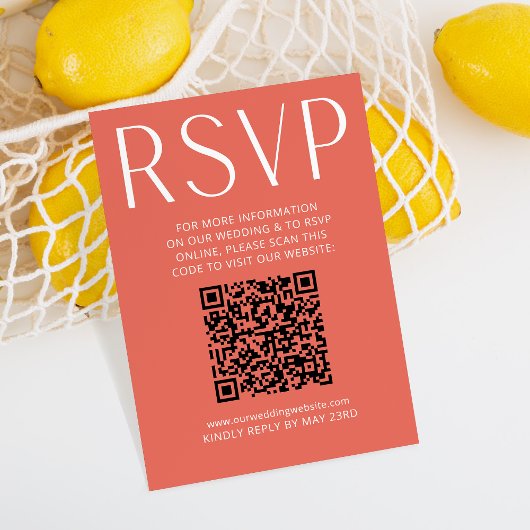 Eenvoudige helderroze RSVP Online QR-code Kaartje