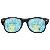 Eenvoudige hemelblauwe glitsterren voegen jouw tek retro zonnebril (Voorkant)