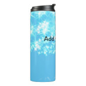 Eenvoudige hemelblauwe glitsterren voegen jouw tek thermosbeker (Gedraaid links)