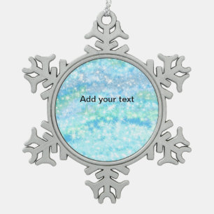 Eenvoudige hemelblauwe glitsterren voegen jouw tek tin sneeuwvlok ornament