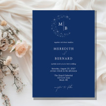 Eenvoudige Hemelse Elegante Blauwe Monogram Huweli
