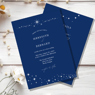 Eenvoudige Hemelse Elegante Blauwe Trouwdetails en Kaart
