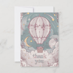 Eenvoudige hemelse heteluchtballon bedankkaart
