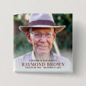 Eenvoudige herdenking van begrafenissen op foto's vierkante button 5,1 cm (Voorkant)