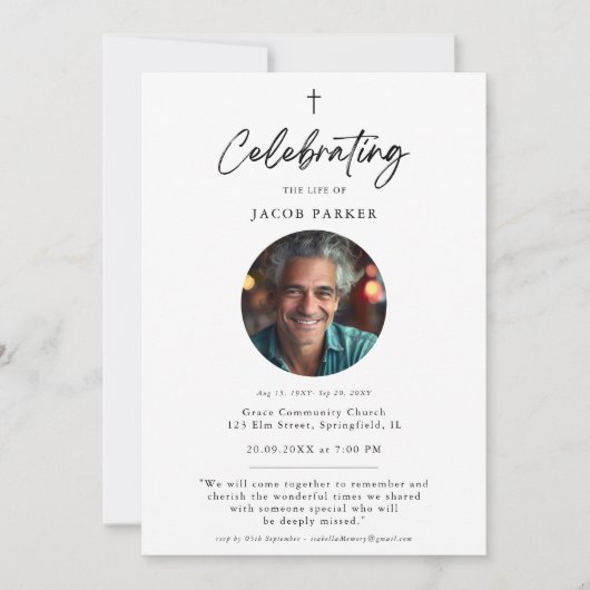 Eenvoudige herdenking viering van het leven Cross Kaart (Voorkant)