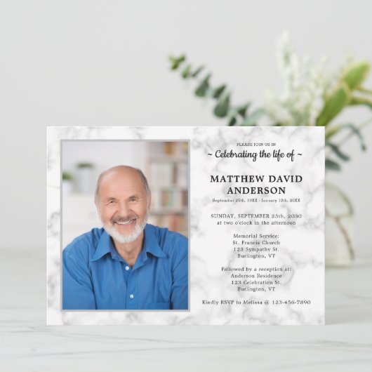 Eenvoudige herdenkingsceremonie van Life Foto begr Kaart (Staand voorkant)