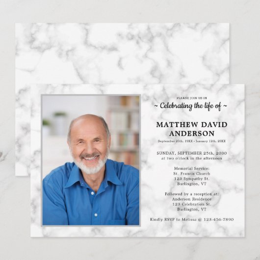 Eenvoudige herdenkingsceremonie van Life Foto begr Kaart (Voorkant / Achterkant)