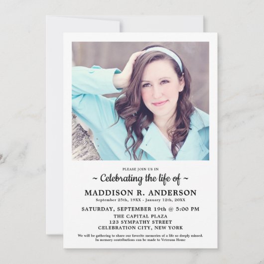 Eenvoudige herdenkingsfoto begrafenis van het leve kaart (Voorkant)