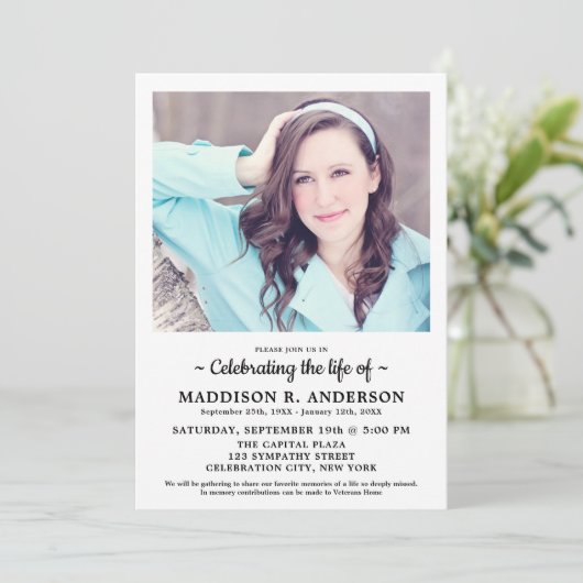 Eenvoudige herdenkingsfoto begrafenis van het leve kaart (Staand voorkant)