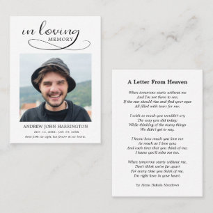 Eenvoudige Herdenkingsfoto Funeral Card Visitekaartje