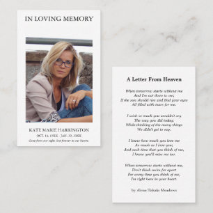 Eenvoudige Herdenkingsfoto Funeral Card Visitekaartje