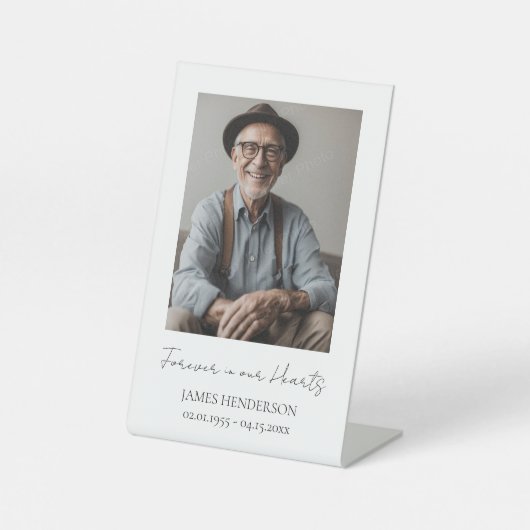 Eenvoudige herdenkingsfoto reclamebord met voetstuk (Voorkant)