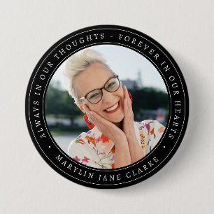Eenvoudige herdenkingsfoto voor rouwplechtigheid ronde button 7,6 cm