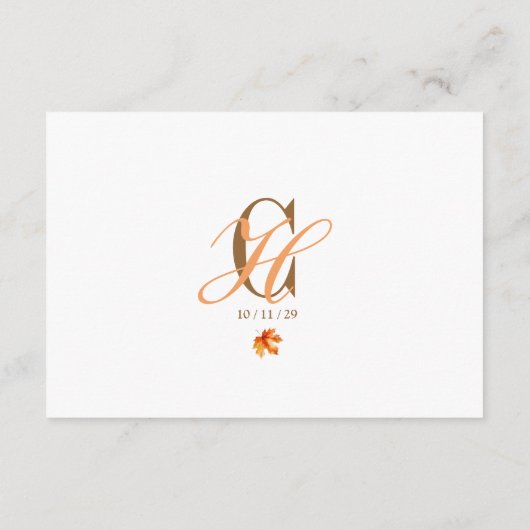 Eenvoudige Herfst Blad Landelijke Herfst Bruiloft Informatiekaartje (Achterkant)