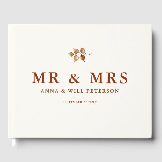 Eenvoudige herfst bladeren terracotta chique herfs gastenboek (Voorkant)