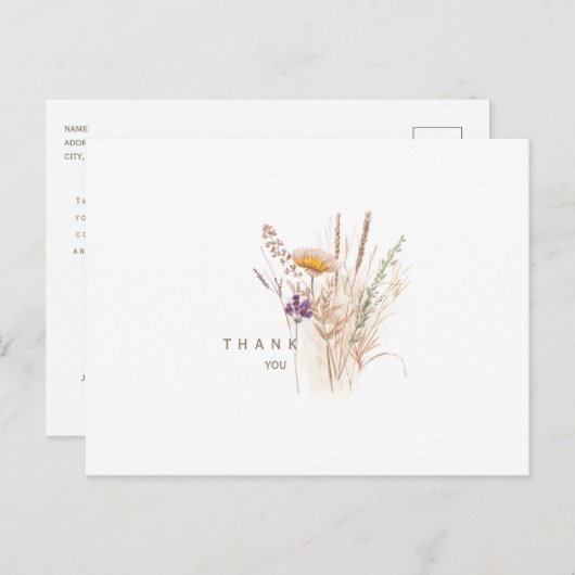 Eenvoudige Herfst bloemenbegrafenis Dank u Briefkaart (Voorkant / Achterkant)