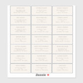 Eenvoudige Herfst Cream Bruiloft Gast Adres Label (Vel)