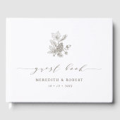 Eenvoudige Herfst eikels & Pinecone Script Wedding Gastenboek (Voorkant)