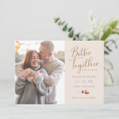 Eenvoudige herfst foto bruiloft save the date (Staand voorkant)