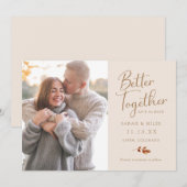 Eenvoudige herfst foto bruiloft save the date (Voorkant / Achterkant)