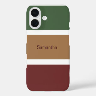 Eenvoudige herfst gestreepte kleurblokken geperson iPhone 16 hoesje