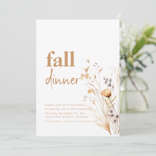 Eenvoudige Herfst Herfst Dinner Party Uitnodiging (Staand voorkant)