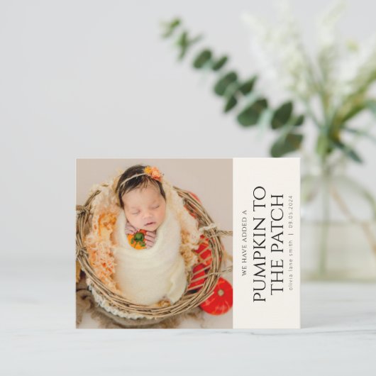 Eenvoudige Herfst Herfst Geboorteaankondiging Briefkaart (Staand voorkant)