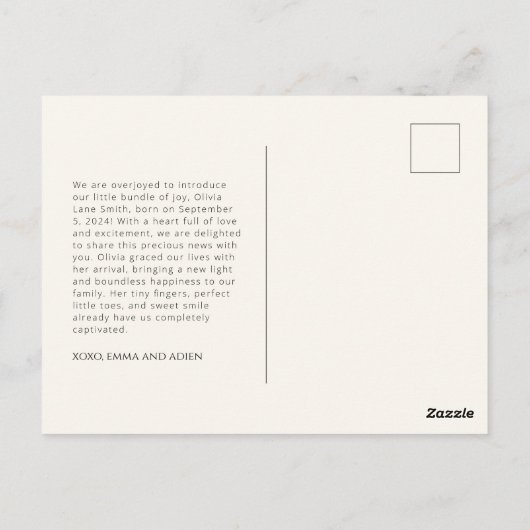 Eenvoudige Herfst Herfst Geboorteaankondiging Briefkaart (Achterkant)