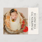 Eenvoudige Herfst Herfst Geboorteaankondiging Briefkaart (Voorkant)