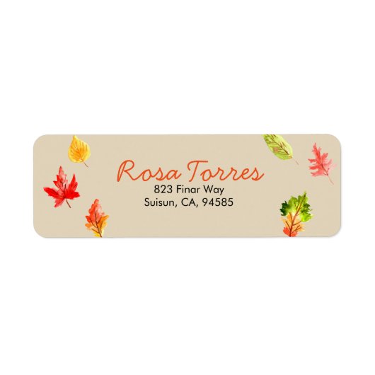 Eenvoudige herfst herfst laat adres retour label (Voorkant)