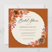 Eenvoudige Herfst krans Mums bessen Terracotta Bri Kaart (Voorkant)