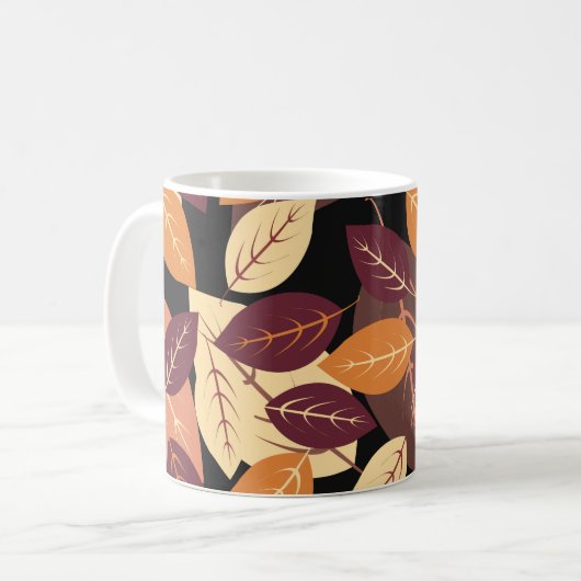 Eenvoudige herfst laat donker koffiemok (Voorkant links)