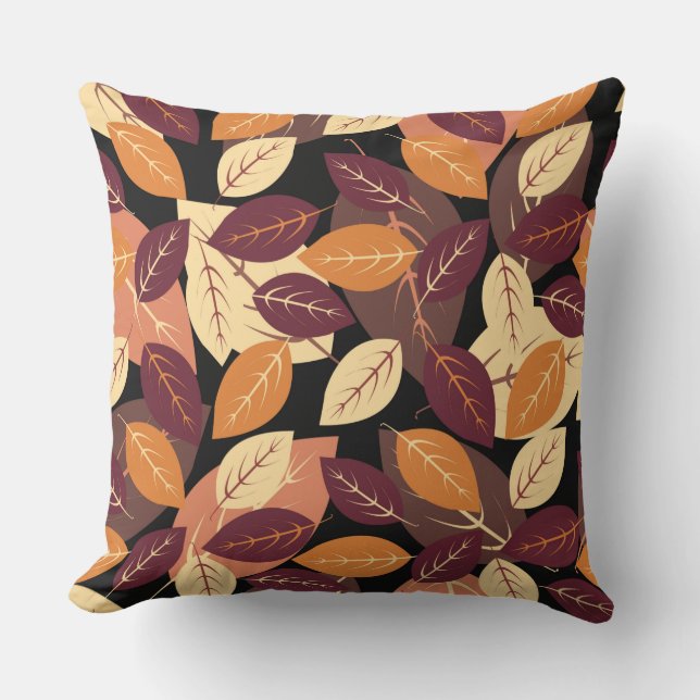 Eenvoudige herfst laat donker kussen (Voorkant)