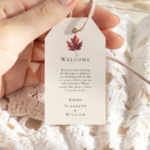 Eenvoudige Herfst Leaf Cream Bestemming Bruiloft W Cadeaulabel