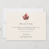 Eenvoudige Herfst Leaf Cream Bruiloft Bruidsmeisje Kaart (Achterkant)