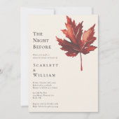 Eenvoudige Herfst Leaf Cream bruiloft de avond erv Kaart (Voorkant)