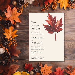 Eenvoudige Herfst Leaf Cream bruiloft de avond erv Kaart