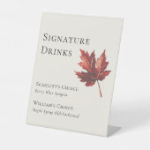 Eenvoudige Herfst Leaf Cream Bruiloft Handtekening Reclamebord Met Voetstuk (Voorkant)
