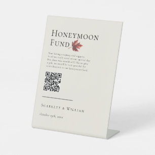 Eenvoudige Herfst Leaf Cream Bruiloft Huwelijksrei Reclamebord Met Voetstuk