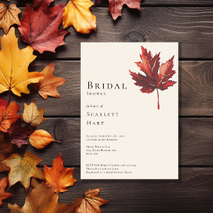 Eenvoudige Herfst Leaf Cream Bruiloft Vrijgezellen Kaart