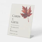 Eenvoudige Herfst Leaf Cream Trouwkaarten en gesch Reclamebord Met Voetstuk (Voorkant)