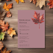 Eenvoudige Herfst Leaf Mauve bruiloft repetitie di Kaart