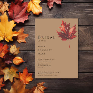 Eenvoudige Herfst Leaf Terracotta Bruiloft Vrijgez Kaart