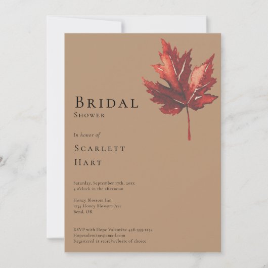 Eenvoudige Herfst Leaf Terracotta Bruiloft Vrijgez Kaart (Voorkant)