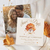 Eenvoudige Herfst Leaf Tree Beige Foto Herfst brui Save The Date