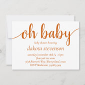 Eenvoudige Herfst Oh Baby | gebrande Oranje script Kaart (Voorkant)
