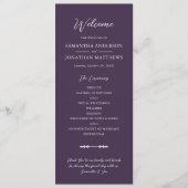 Eenvoudige Herfst Paarse Elegant Script Trouwcerem Programmakaart (Voorkant)