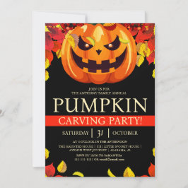 Eenvoudige Herfst Pompoen Carving Party Halloween Kaart