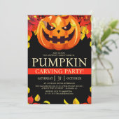 Eenvoudige Herfst Pompoen Carving Party Halloween  Kaart (Staand voorkant)